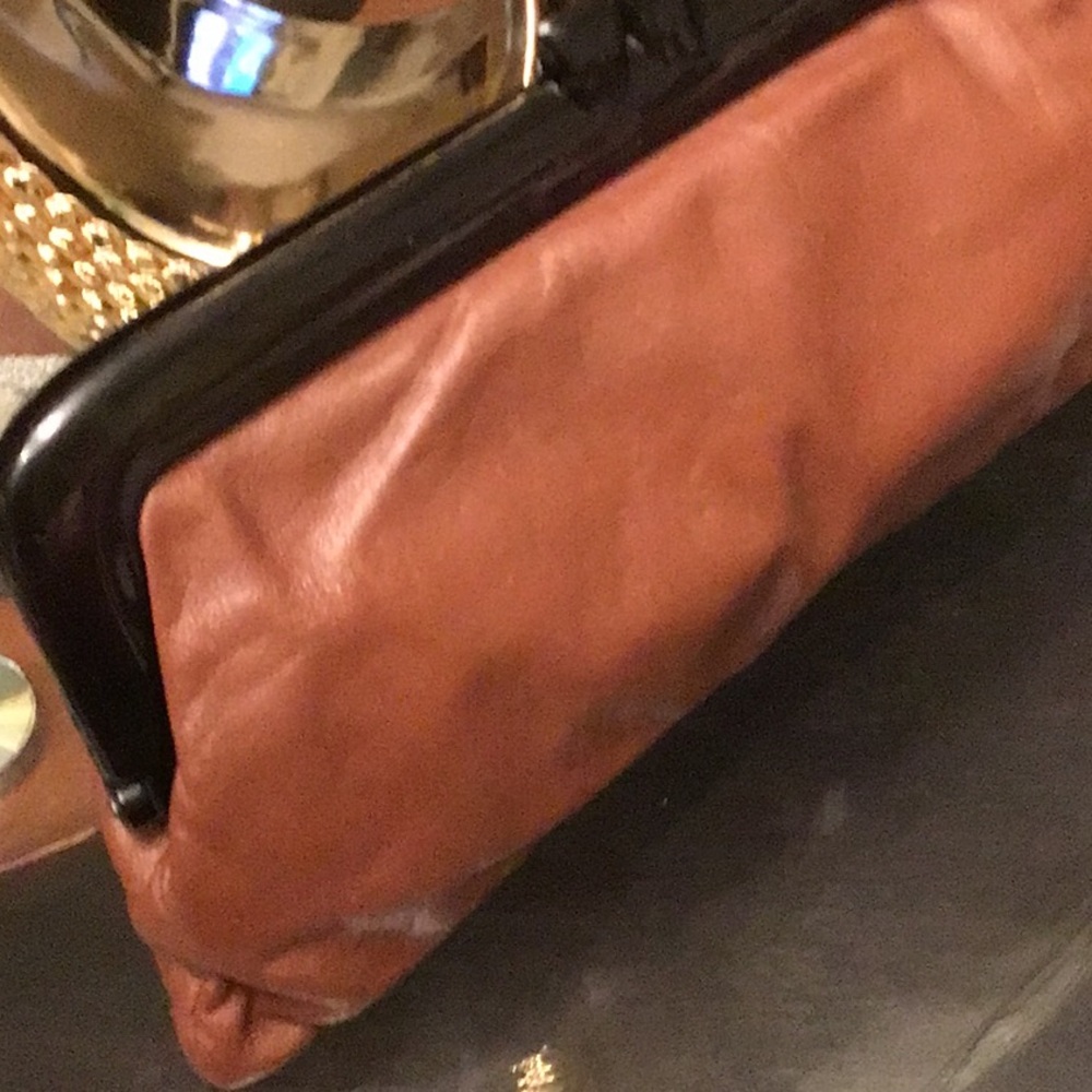 Elegant Rich Brown Leather Clutch & any necklace 35 - Picture 5 of 7